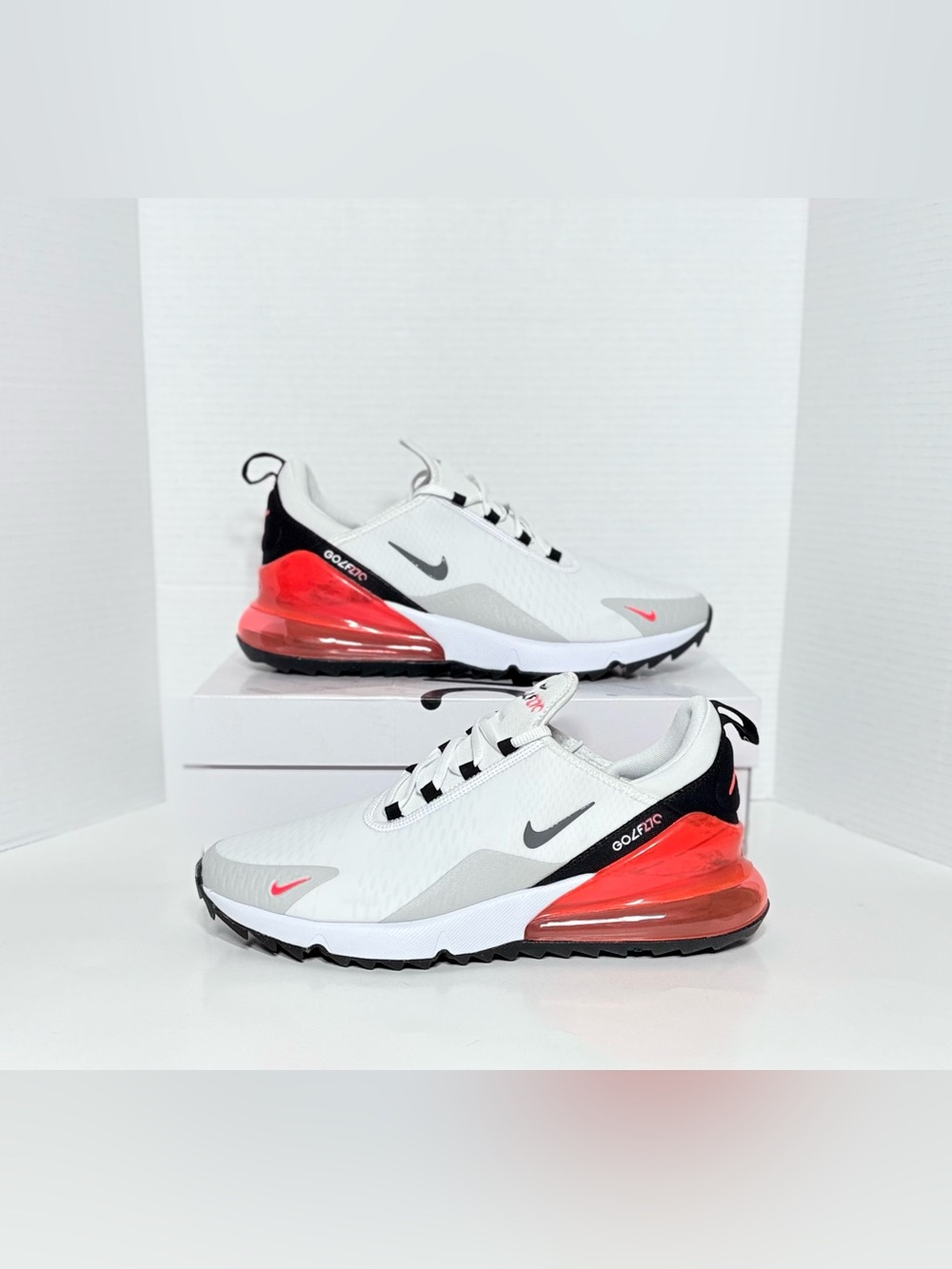 NEW Nike Air Max 270 G Men’s Golf shoes CK6483-103 white red black